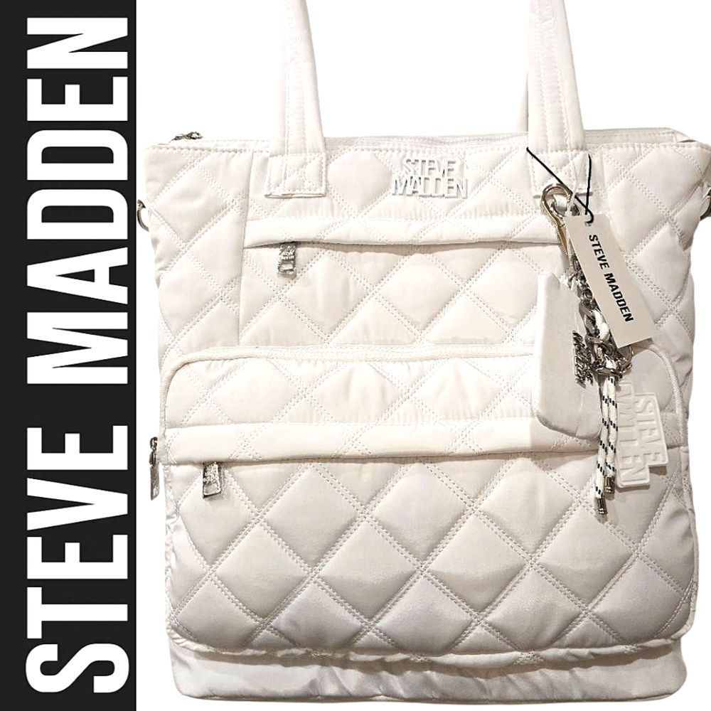 Steve Madden BTeam Quilted Tote Bag- White